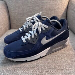 Nike Air Max 90 Midnight Navy Wolf Grey Mens Sneakers DA1641-400 Size 9.5